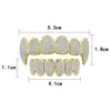 NEW Shining Hip Hop GRILLZ Iced Out CZ Fang Mouth Teeth Grillz Caps Top & Bottom Grill Set Men Women Vampire Grills293M