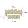 NUOVO Brillante Hip Hop GRILLZ Iced Out CZ Fang Bocca Denti Grillz Caps Top Bottom Grill Set Uomo Donna Vampire Grills5563596