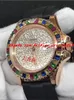 럭셔리 손목 시계 최고 품질 고무 팔찌 40mm 무지개 다이아몬드 시계 자동 기계 운동 남성 시계 시계 새로운 도착