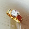 Grande zircão cz diamante 18k banhado a ouro 316l aço inoxidável anéis de dedo de casamento masculino feminino jóias lotes inteiros254y