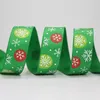 100 yards un rouleau 9mm/16mm/25mm largeur Joyeux Noël flocon de neige rouge/vert ruban de fil décoration fournitures de fête accessoires de bricolage emballage cadeau