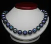 Prawdziwy 18'9-10 mm Tahitian Blue Blue Natural Pearl Necklace 14K