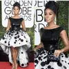 Sexy Janelle Monae Celebrity Party Dresses Ball Gown Black and White Sequins Handmade Flowers Tulle 2019 New Golden Globe Prom Evening Gowns