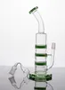 Camadas Best Green Bongs Três Fliter Perc reciclador de água Cachimbo de vidro Tripple Bong baratos Grosso Dab Rigs frete grátis