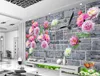 Peony Grid Wall TV Wall Decorative Painting muurschildering 3d behang 3d behang voor tv achtergrond