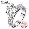 YHAMNI Original 925 Anneaux De Mariage En Argent Sterling Pour Les Femmes Romantique En Forme De Fleur Incrustation 3 Carat CZ Diamant Bague De Fiançailles En Gros J2901