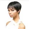 黒の女性のための短いかつら、バングシミュレーションの人間の髪のショートカットかつら安く良い品質送料無料