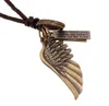 Mannen Vintage Angel Feather Eagle Wing Cross Lederen Collier Hanger Gift G540