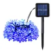 Solarsträngljus 50 LED Flower 23FT Multi-Färg 8Mode Vattentät Dekorativ Blossom Light för Thanksgiving Christmas