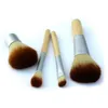 Pinceaux de maquillage en bois portables Ensemble de pinceaux cosmétiques élaborés en bambou Kit de pinceaux Kabuki pour femme Pinceau de maquillage avec sac à boutons 4pcs / set OOA2155