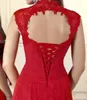 Gorgeous 2017 Evening Dresses Sweetheart Red Prom Dresses Open Back Lace-up A-Line Chiffon Tiered With Applique Custom Made Formal Gowns