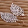 Brand new Hanging leaves sterling silver plate earring fit women plated wedding 925 silver charms earrings EE128222G