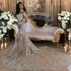 Luxury 2020 Mermaid Wedding Dresses Bridal Gowns Sexy Sheer Long Sleeve High Neck Bling Beaded Lace Appliqued Arabic Vestidos De Novia Dubai