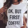 Partihandel-2016 T Shirts Kawaii Kvinnor Kaffe Tryckt sommar Camisas Tee Femme Top Ropa Polera de Mujer Tumblr Kvinnlig kläder Tshirt