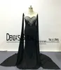 2017 haifa wahbe perlen schwarz abendkleider sexy cape stil neueste meerjungfrau abendkleider dubai arabisch party kleider echte bilder