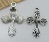 MIC Nowy 10sty Mic Tibetan Silver Cute Flower Design Cross Charms Wisiorki Do Biżuterii DIY Ustalenia Komponenty