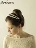 Sorbern Elegant SilverGold Headbands Headpiece Crystal Wedding Hair Vine Pearls Bridal Headband Ceramic Flower Headdress Hair Acc3970015