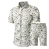 Nuove camicie da uomo estive + pantaloncini Set camicia hawaiana stampata casual Homme Set di abiti da uomo con stampa corta da uomo Taglie forti