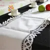 16x53" Europe WHITE Lace Table Runner Hand Embroidery Ployester Lace Wedding Decoration Embroidered Floral Table Cover Dustproof Runners