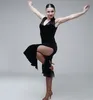 Livraison gratuite adulte/fille robe de danse latine Salsa Tango Chacha concours de salle de bal robe de danse maille couture Sexy col en V robe en velours