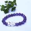 Hand chain, purple round crystal beads 19 + 925 pure silver of the vintage bracelet