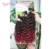 6pcs / lot Jerry Curly Cheveux Cheveux Ombre Marron Synthétique Tissu Fermeture, Extensions de cheveux Tressant les cheveux pour femmes noires