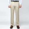 Wholesale- Men's Business Casual Thin Suit Pants Linen Summer Style Solid Straight Work Pant For Man Classic Dress Pants Anti wrinkle 42 44