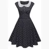 Atacado- acevog marca vintage mulheres vestido senhora verão laço patchwork rockabilly 1950 midi swing vestidos casuais venda quente vestidos preto