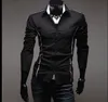 Chemises pour hommes New Mens Slim Fit Casual Robe Shirts Couleur: noir, gris, blanc