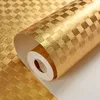 Luxe gouden folie behang PVC waterdicht dikke dikke meter behang moderne gestreepte geruite gestructureerde woonkamer muurpapier decor241e