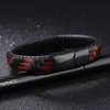 Men's Handmade Black and Brown Braided Leather Bracelet with Stainless Steel Magnetic Closure