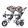 Wholesale- Double Stroller Child Bike Stroller Double Seats Baby Tricycle for Twins Bike Folding Three Wheels Twins Tricycle Pushchairs