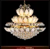 Modern Gold Crystal Chandeliers Lights Fixture European American Lotus Flower Chandelier Golden Crystal Droplight Home Indoor Hotel Lighting