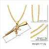 Men Necklaces Gold Plated AK-47 Assault Gun Rifle Iced-Out Pendant Necklace Stainless Steel Hiphop Military Jewelry PN-555