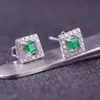 Bländande Emerald Stud Örhängen 3mm vs Grade Natural Emerald Örhängen Solid 925 Silver Emerald Örhängen Klassisk ädelsten smycken