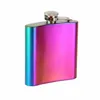 6 oz Rainbow color Stainless Steel hip Flask with free funnel