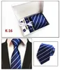 Mode Hals Tie Set Handkerchief Manchetknoop Stropdas Clips Geschenkdoos 20 Kleuren voor Vaderdag Heren Business Tie Kerstcadeau Gratis schip