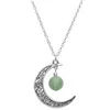 Ny Crystal Lava-Rock Stone Pärlor Halsband Moon Shaped Pendant Halsband Aromaterapi Essential Oljediffusor Neck Smycken