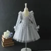 Robes en dentelle pour filles enfants broderie florale à manches longues princesse vêtements de fête enfants stéréo pétale tulle tutu robe robe de bal A007426871