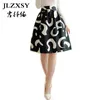Skirts Wholesale JLZXSY Womens Hepburn Black white Contrast Color Print Elastic Waist Pleated ALine Swing Flared Midi Skirt