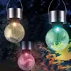 Solarbetriebene, farbwechselnde Outdoor-LED-Lichtkugel, Crackle-Glas-LED-Licht, zum Aufhängen, Garten, Rasen, Hof, dekorieren, Lamp1610773