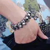 Zware mannelijke stalen fietsfietser schedelketting kettingen punk rock hiphop vintage cool gotisch titanium roestvrijstalen skelet ketting armband voor mannen sieraden