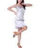 1920 's Scoop Sexy Sequined Spaghetti Strap 라틴 살사 볼룸 댄스 드레스 (프린지 포함) 여성용 여성용 여성용 숙녀 댄스