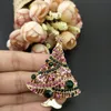 50pcs 54mm broche arbre de noël ton or rose et vert strass cristal vacances Festival mode femmes bijoux broches