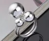 2017 varm försäljning plätering 925 sterling silver överdrift 20mm pärla öppning ring charms mode smycken 10st / lot