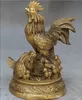 6 "Chine Bronze Laiton fengshui animal Coq Coq Poulet yuanbao richesse statue