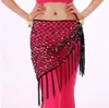 12 Colors Belly Dance Practice Clothes Accessories Stretchy Long Tassel Triangle Belt Hand Crochet Belly Dance Hip Scarf Sequin