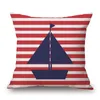 Housse de coussin ancre nautique, taie d'oreiller à rayures en bateau, bleu de mer, almofada, 45cm, cojines décoratives, décoration de maison moderne