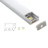 50 x 1m SETS / LOT PMMA COVER LED Aluminiumprofilkanal och U Extruderingsprofil för golv- eller taklampor
