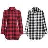 Dames Plaid Shirt Hot Selling RedBlack Katoenen Tops voor Dames Lente Blouse Flanel Lange Mouwen Geruite shirt